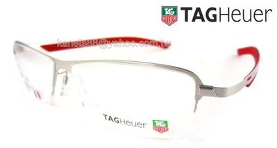 #嚴選眼鏡#= TAG Heuer 豪雅 = 半框 紅銀 橡膠鏡腳 法國製 公司貨 3824 005 TH3824 15cm 大頭適用