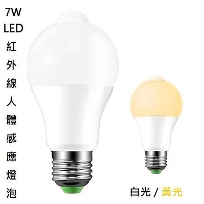一級棒👍7W LED E27 紅外線感應燈泡 感應燈泡 燈泡 防盜燈泡 感應燈球 人體感應燈泡 白光 黃光 單入