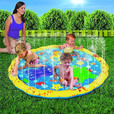 溜溜噴水墊 兒童草坪游戲墊戶外戲水玩具沖浪彩虹滑水道海豚灑水墊1米