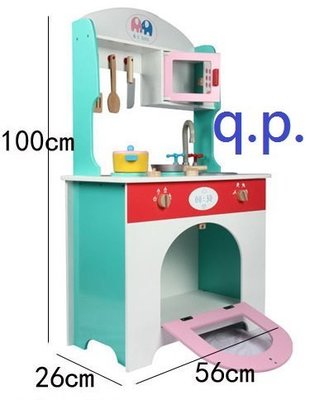 DIY組裝 大型櫥櫃 木製玩具 自然 森林動物 大象 木質爐灶廚房鍋具餐具套裝組 小孩兒童扮家家酒料理遊戲 居家生活櫃子