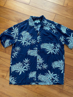 TWO PALMS Hawaiian shirt 正統夏威夷衫 鳳梨 花襯衫 人造絲 M號 Hawaii