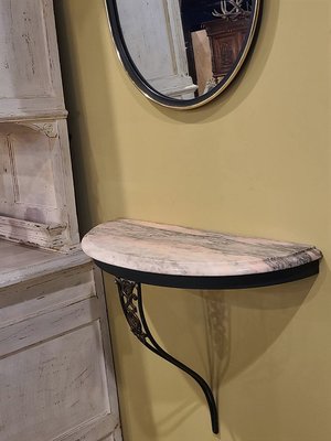 【卡卡頌 歐洲古董】法國 捲葉雕刻 大理石 桌鏡組  玄關桌鏡 (一組)  歐洲老件MI0068