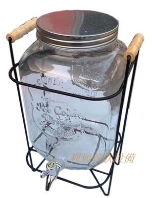 《利通餐飲設備》 4公升玻璃果汁桶 飲料桶 冷水壺 冷水瓶 玻璃壺.開水桶