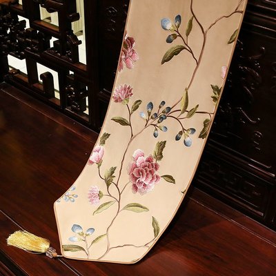 坐墊 抱枕中式刺繡桌旗現代茶幾桌旗歐式床旗茶幾布玄關電視柜飾布中國風~ 特價