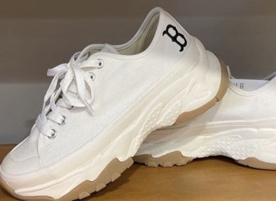 韓國購回 MLB帆布鞋 白色 泫雅同款 高厚底 增高 運動 休閒 老爹鞋 95000韓元