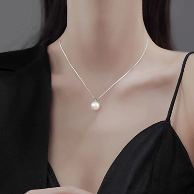 【極簡時尚】純銀珍珠項鏈毛衣項鍊氣質鎖骨鏈