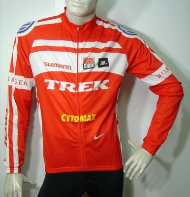 專業版 TREK車衣車隊 長袖自行車衣(稀有比賽服) (L)賠售出清拍賣 全開式拉鍊 薄款四季都可用.