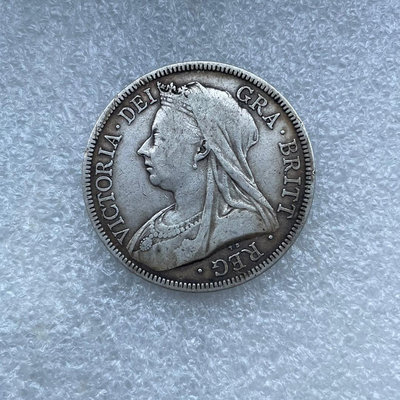 好品相1893英國 維多利亞 批紗 半克朗 銀幣 銅錢古錢幣錢幣收藏