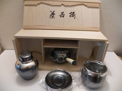 日本銀川堂　銅鍍銀 茶入　茶壺　茶托　建水　０41０　（有貨～）