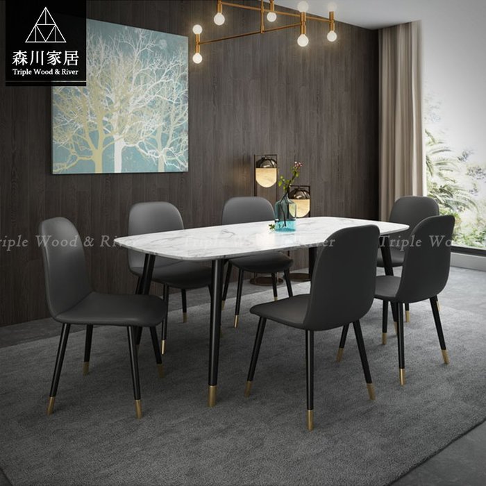 《森川家居》PRT-34RT09-現代輕奢設計石面1.6米萬用桌 餐桌餐椅/設計師金屬/北歐美式LOFT/品東西IKEA
