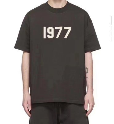 【熱賣精選】現貨免運FEAR OF GOD ESSENTIALS FOG 22ss 新款 1977 植絨LOGO短袖T恤