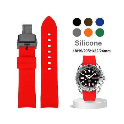 勞力士 SEIKO 18 19 20 21 22 24mm 彎曲末端矽膠錶帶適用於精工手鍊適用於勞力士錶帶適用於西鐵城錶