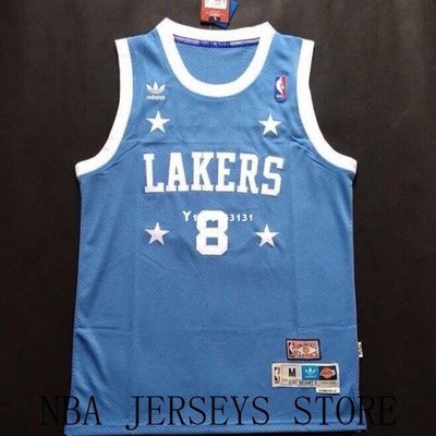 NBA Jersey 湖人隊 8號LA 科比 四星淺藍 網眼材質 刺繡球迷版球衣NK男女刺繡密繡熱壓籃球服球衣球褲支持個