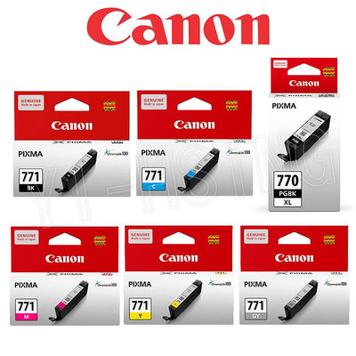 Canon PGI-770XL PGBK CLI-771BK/C/M/Y /GY 原廠墨水組 (2黑4彩) 適用 MG5770 MG6870 MG7770