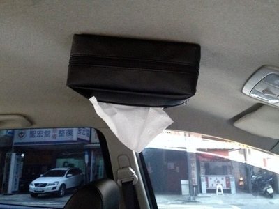 車資樂㊣汽車用品【拉鍊式】磁吸(磁鐵)式 車內吸頂式柔軟皮面紙盒套~附贈抽取式面紙1包