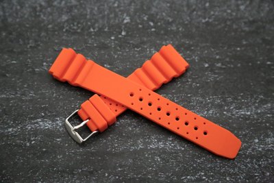 超值高質感20mm蛇腹式矽膠錶帶替代原廠搶錢貴貨citizen,seiko潛水錶帶,橘色標