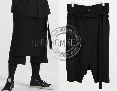 《TINO HOMME》2018秋冬新款YOHJI YAMAMOTO多層次假二件七分裙褲加大尺碼60腰訂做款