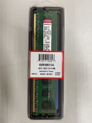 金士頓 4GB DDR3 1600 桌上型記憶體 (KVR16N11/4) 桌上型記憶體 全新品📌自取價