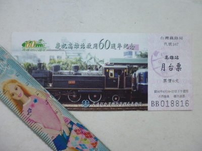 ///李仔糖文獻史料*高雄火車站60周年紀念.台鐵月票(k360-2)