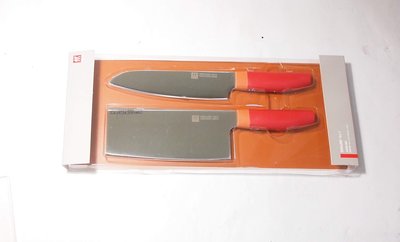 全新,德國 雙人牌 ZWILLING new S 7吋 主廚刀+中式片刀 雙刀組/石榴色