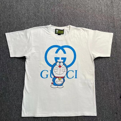 Gucci 哆啦A夢聯名款 白色機器貓雙G字母logo短袖