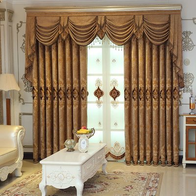 高檔雪尼爾歐式繡花窗簾成品簡約現代客廳臥室加厚遮光布家用窗紗~特價