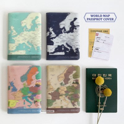 韓國 indigo 護照保護套 護照夾 護照包 護照套 旅行 證件包 機票夾 旅行必備 復古 世界地圖 插圖 清新