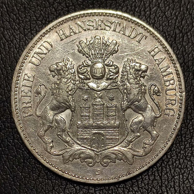 雙獅 5馬克 1908年 大銀幣 長翅鷹 漢堡 德國 240錢幣 收藏幣 紀念幣-1894