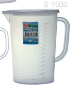 ◎超級批發◎震嶸 S1500-000448 量杯 透明冷水壺 花茶壺 果汁壺 塑膠調味壺 浮雕刻度 單把 1.5L 附蓋