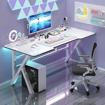 宜家台式電腦桌白色電競桌網紅主播專用直播簡易臥室桌子家用桌椅