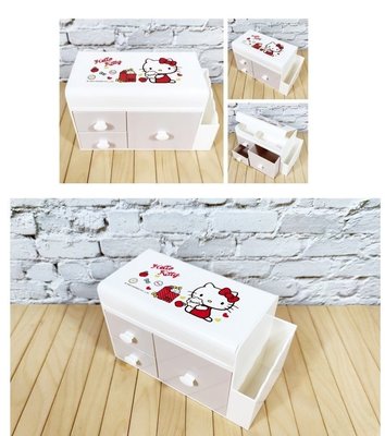 ♥小花花日本精品♥ Hello Kitty 頂層掀蓋抽屜收納盒 桌上型收納抽屜櫃 坐姿 ~ 3