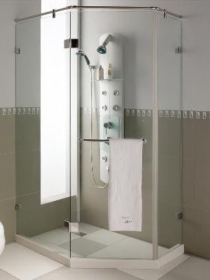 《優亞衛浴精品》五角型無邊框式淋浴門(懸掛式不鏽鋼拉桿) JD-F-301S