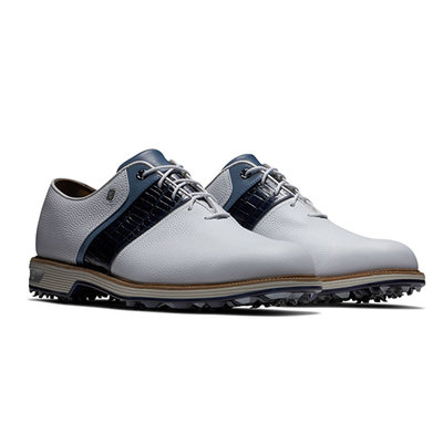 [小鷹小舖] FootJoy Golf 高爾夫球鞋 有釘 54269 真皮柔軟 提供緩震 舒適的穿著體驗 海軍藍+白