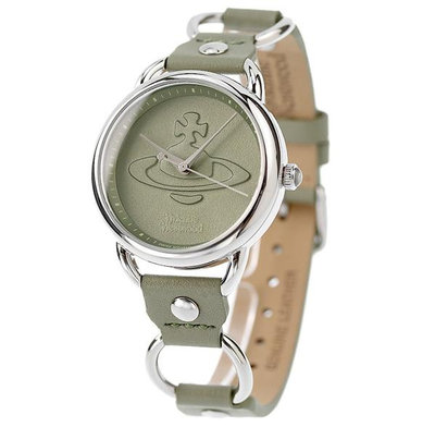 Vivienne Westwood 手錶 34mm 卡其綠錶面 卡其綠皮革錶帶 女錶 上班族 生日 禮物 VV163OLSL