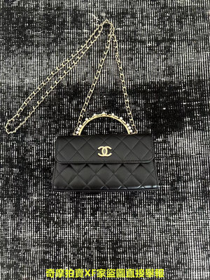 【國內現貨】Chanel香奈兒 23B字母logo珍珠手柄kelly斜挎包