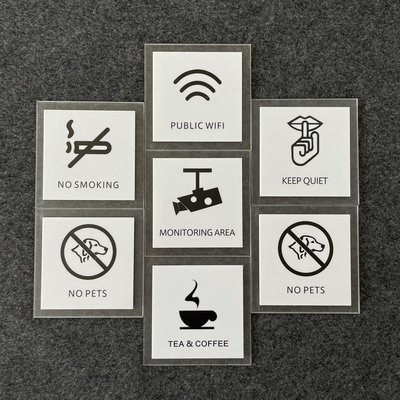 白色款禁止吸煙禁止寵物監視器保持安靜 WiFi 茶水間標示牌 指示牌 辦公大樓 商業空間