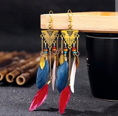 民族風織布刺繡耳環 創意織布合金耳飾 獨特風格 波西米亞 原住民風