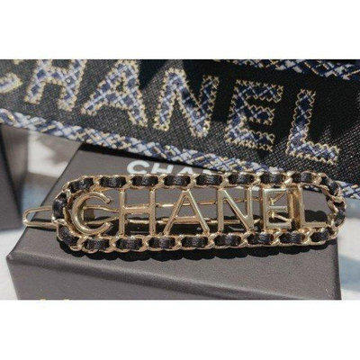 全新法國正品 Chanel 2020 爆款 皮穿鏈 金 LOGO 髮夾 超美的 AB3095 現貨