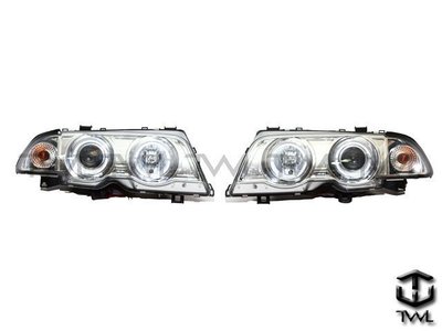 《※台灣之光※》全新BMW E46 4D 01 00 99 98年前期四門晶鑽光圈魚眼投射一體式大燈組 頭燈組