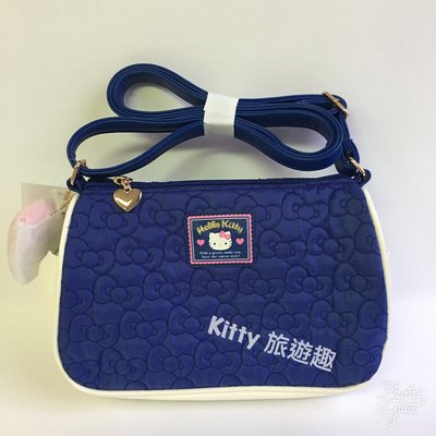 [Kitty 旅遊趣] 斜背包 側肩包 Hello Kitty 凱蒂貓 深藍色