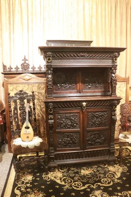 （已售）【家與收藏】特價極品稀有珍藏歐洲百年古董法國17世紀博物館級古典精緻宮廷手工雕刻老邊櫃/置物櫃