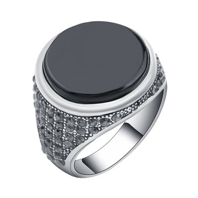 男戒指戒指男士大氣滿鉆圓形黑寶石新款歐美時尚飾品低價批發熱銷款歐美風格