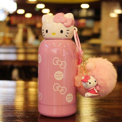 廠家出貨Hello Kitty大頭貓不銹鋼保溫杯- KT貓可愛卡通真空保溫-保冷-保溫瓶 拍