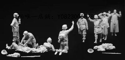兵人模型 源模居GK 1/35樹脂模型 二戰美國空軍和囚犯(10人） 手辦白模479c