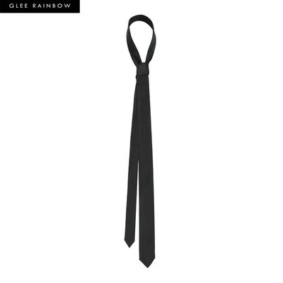 精品GLEE RAINBOW黑色真絲經典超細窄版百搭造型領帶  無性別滿額免運
