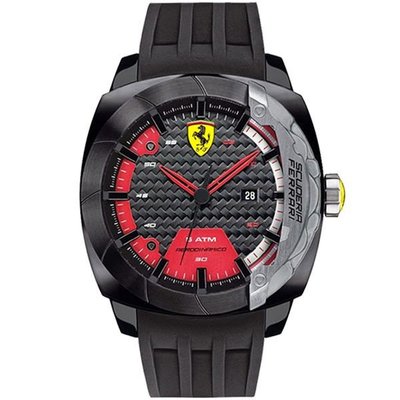 Scuderia Ferrari 法拉利 紅色超跑紅銀計時橡膠腕表-46mm/FA0830203