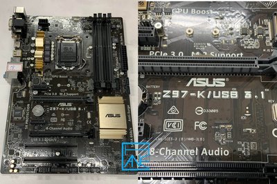 【 大胖電腦 】ASUS 華碩 Z97-K/USB3.1 主機板/1150/附擋板/保固30天/直購價1500元