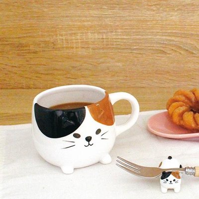 《齊洛瓦鄉村風雜貨》日本雜貨zakka 日本正版DECOLE 貓咪造型馬克杯 可愛三花貓造型咖啡杯 茶杯