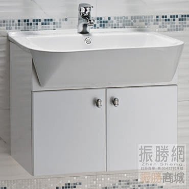 《振勝網》100%防水衛浴， 蜜卡懸掛式雙門防水浴櫃含臉盆 60cm  / BL6048N-HY5044