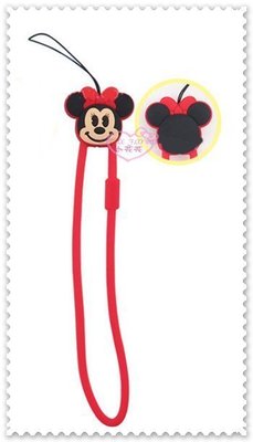 ♥小公主日本精品♥《Disney》迪士尼 米妮 手機掛繩 矽膠掛繩 票卡掛繩 短掛繩 吊繩 00415101